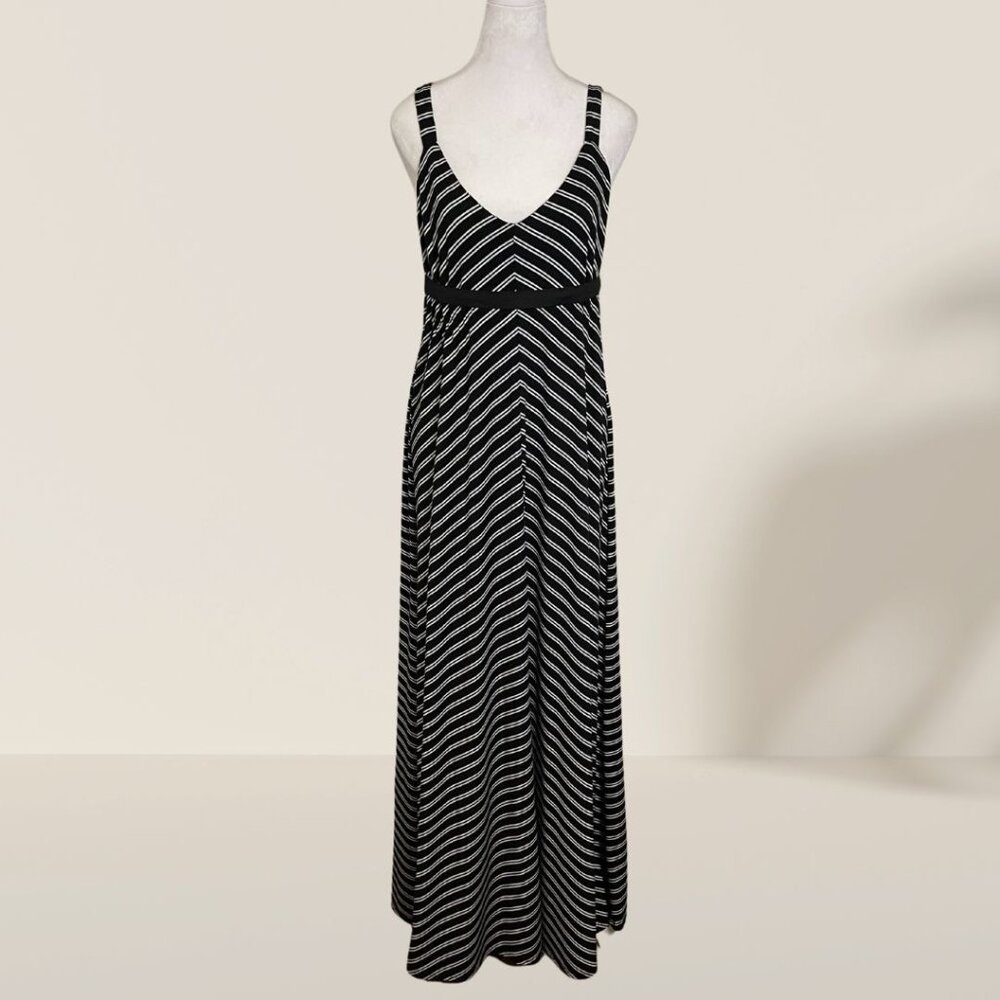 NY Collection Black & White Striped Maxi Dress – Size L
